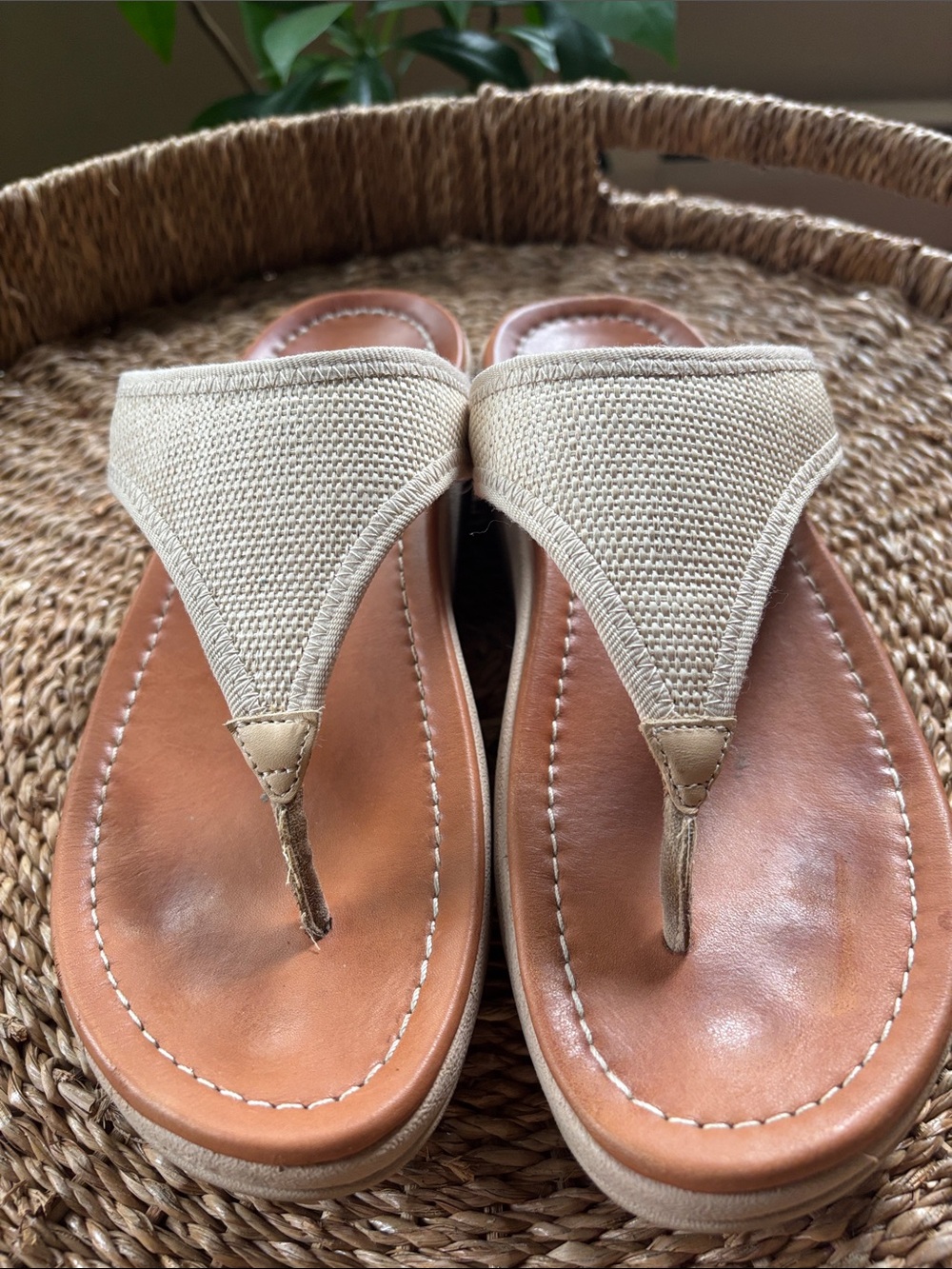 Fitflop Beige Canvas Thong Sandals